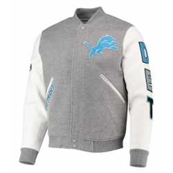 Detroit Lions Varsity Grey and White Jacket